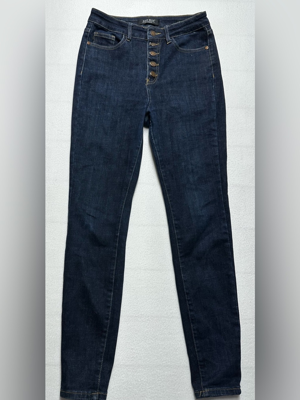 Judy Blue Women’s 5/28 Dark Wash Skinny Jeans Button Fly Stretch Denim High Rise